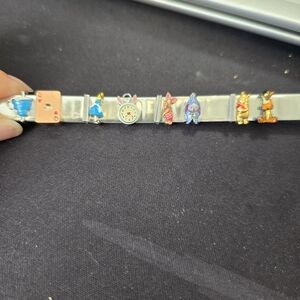 Silver Charm Bracelet with Colorful Characters